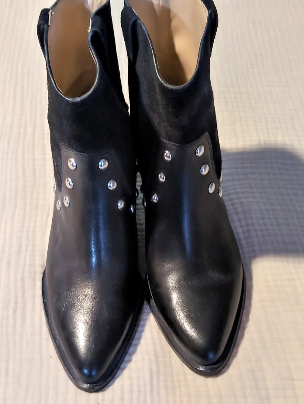 Coach Black Studded Pointed-Toe Ankle Boots